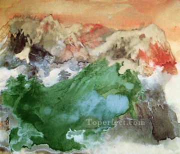 中国 Painting - チャン・ダイ・チェンの夜明けの霧 1974 年 繁体字中国語